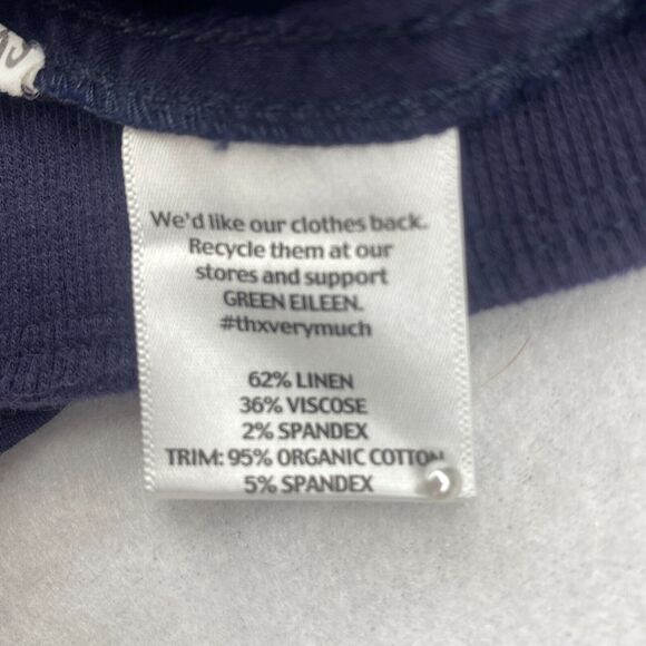 EILEEN FISHER Pants 2XS Stretch Linen Ankle Pull On Knit Waistband Tapered Blue - Picture 11 of 16